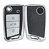 kwmobile autosleutelhoes compatibel met VW Golf 7 MK7 3-knops autosleutel – TPU beschermhoes in zilver/zwart…