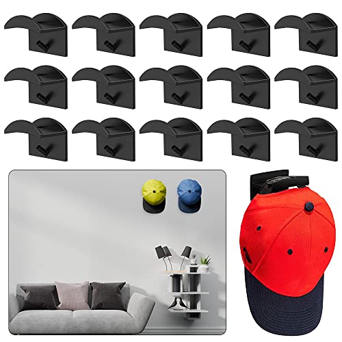 Gobesty 15 Stück Cap Halterung Wand, Selbstklebende Hut-Halter, Kein Bohren Cap Wandhalterung, Hutaufbewahrung Baseballkappen Aufhänger Für Wandmontage Hut Baseball Kappe Kleiderbügel Veranstalter