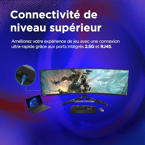 Lenovo Legion R45w-30 - Écran Gaming 44.5'' DQHD (VA Panel, 165Hz, 1ms MPRT, HDMI+DP+USB-C, FreeSync Premium Pro, HDR4000, Haut-parleurs) Réglage en Inclinaison/Rotation/Hauteur - Noir