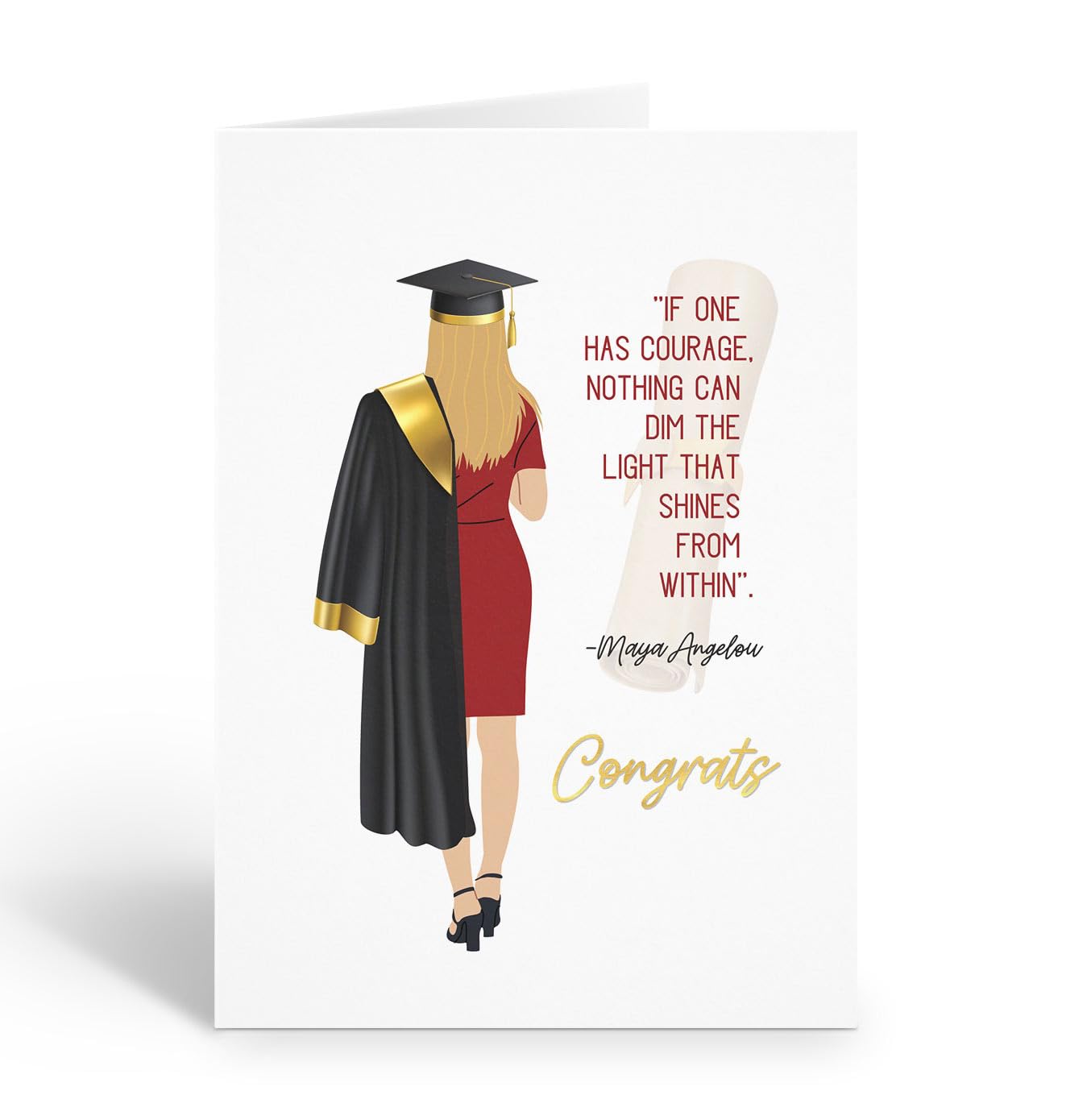 Stonehouse Collection | Graduation Card | Inspirational Woman Grad Card | 5x7 | Blank Single | Congradulations (Girl with Cap and Gown)