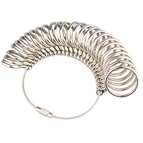 Futheda Baguier Jauge Ensemble de Bijoux sur Mesure Doigt des Tailles des bagues Taille Mesures Tailles A-Z en métal en Acier Cover