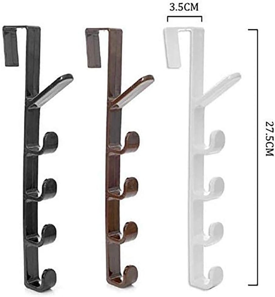 Home Essential 2pcsDoor Hook Rack with 5 Hooks - Ideal for Hanging Backpacks, Handbags, Clothes, Coats and More
