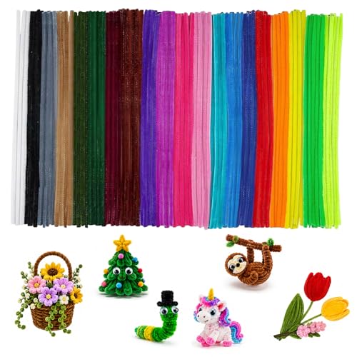 300pcs Fil Chenille Tiges de Fils Colorés pour Cure Pipes,il de Fer Souple pour DIY Artisanat...
