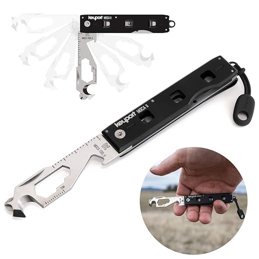 Keyport MOCA2 11-in-1 Key Chain Multi-Tool with Pocket Clip | Keychain Multitool: Bottle Opener, Box Opener, Pocket Screwdriver & More | EDC Tool | TSA Friendly | Keyport Key Organizer Compatible