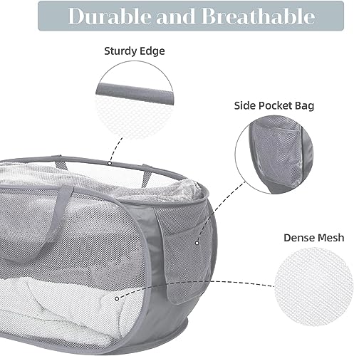 Image of MosQuick Large Capacity Premium Durable Laundry Basket for Clothes Multipurpose Cloth Storage with Handles Foldable Space Saving Lightweight Grey