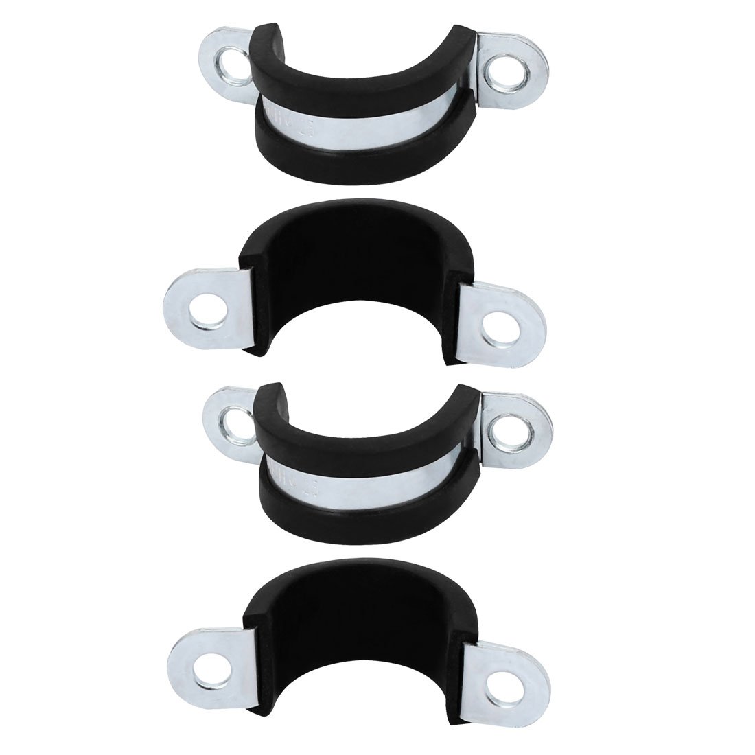 Aexit M25 EPDM Clamps Rubber Lined U Shaped Pipe Tube Strap Clamps Clips Strap Clamps Fasteners 4pcs