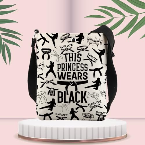 FUSTMW Karate Gift Karate Black Belt Gifts for Taekwondo Master Martial Arts Gifts Cross Body Bag with Strap3