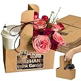 MAQIHAN 2 Cup Drink Carrier with Handle - 12Pcs Disposable Cardboard Coffee Cup Holder Portable Foldable Tray Drink Caddy Cup Carriers to go Cup Holder Food Delivery Accessories for Hot/Cold Drinks