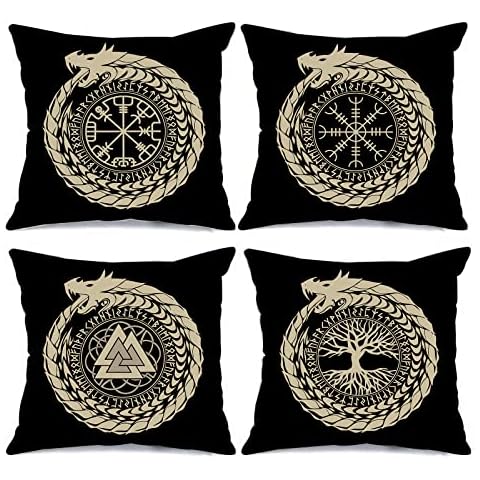 Nordics Vikings Runes Throw Pillow Covers Set Cover
