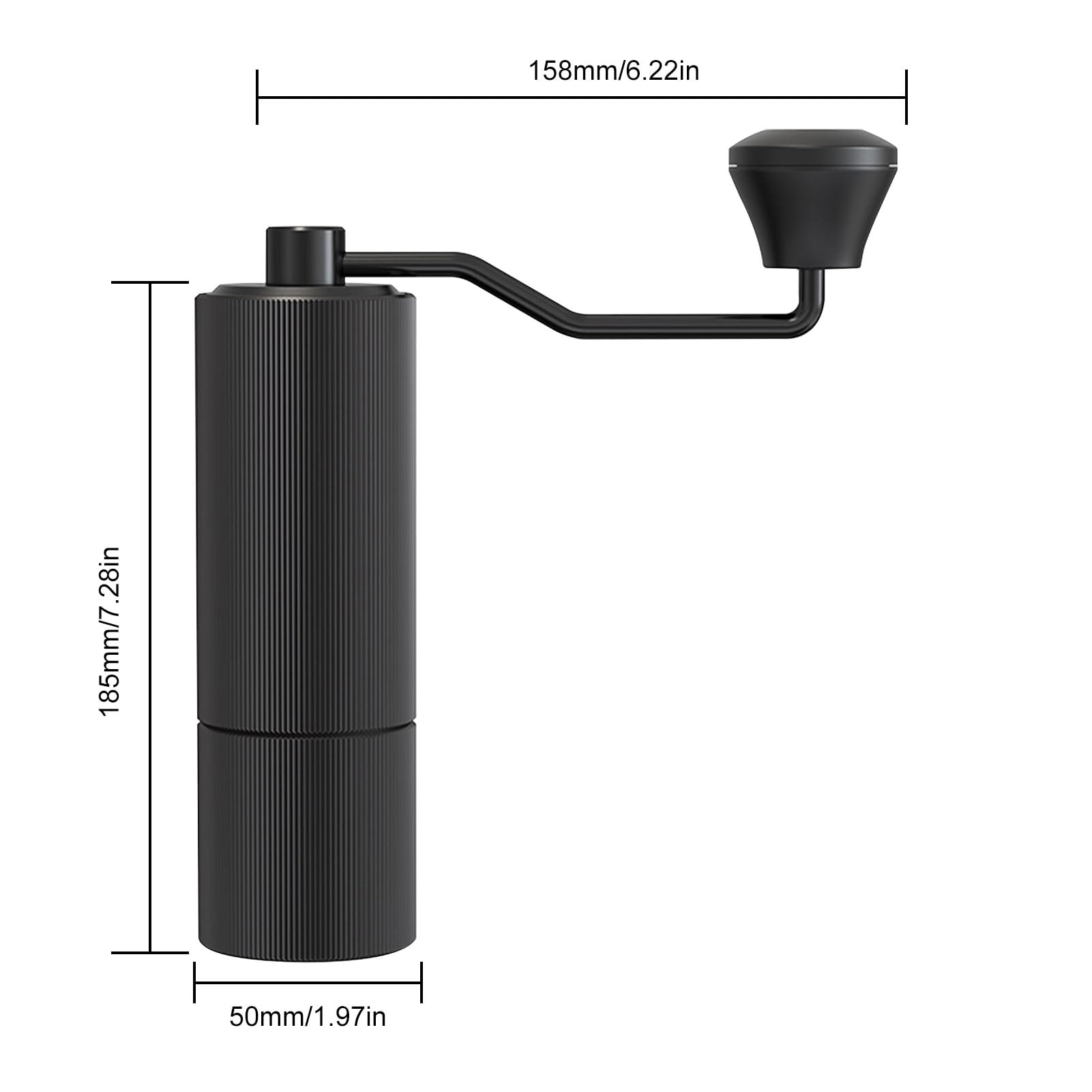 Moulin à café manuel portable – 30 réglages de mouture ajustables, meules en acier inoxydable, double roulement, idéal pour café filtre, espresso et cafetières à piston