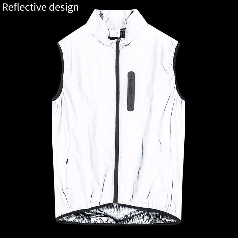 SIDHU Fahrradweste Herren Damen Reflektierend Winddicht Windstopper Laufweste Wasserdicht Atmungsaktiv MTB Warnweste Ärmellose Weste Jacke Radweste Leicht Softshellweste Sportweste, Silver-3XL
