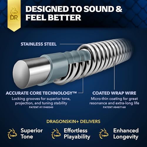 Dr DBQ-45/100 - Dragon Skin+™, Corde Per Basso Quantum Nickel Rivestite, Suono Superiore Con Sensazione Piacevole E Lunga Durata: Medio Leggero 45-100 - 4