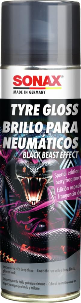 SONAX Brillo para neumáticos Black Beast Effect (500 ml) - el Gel Brillante para neumáticos Que consigue un Acabado Negro Brillante óptimo, 04344000-544