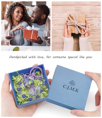 C.J.M.K Clear Purple Style Bracelet & Teddy Bear with Keychain4