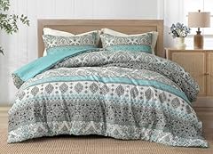 Aqua Blue Boho Damask Stripe