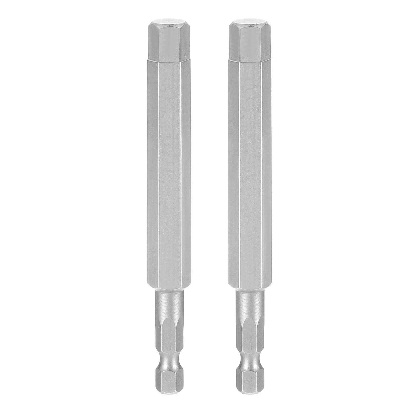 sourcing map 2pcs Hex Head Wrench Drill Bit 3/8" SAE 1/4" Hex Shank 4"(100mm) Length S2 Steel Magnetic Impact Drivers Industrial Grade Hexagon Electric Screwdriver Bit, Gray