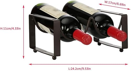 Miniatura 2 de Estante de vino para encimera, soporte de almacenamiento para vino, soporte de almacenamiento apilable de 1 nivel, con capacidad para 2 botellas,