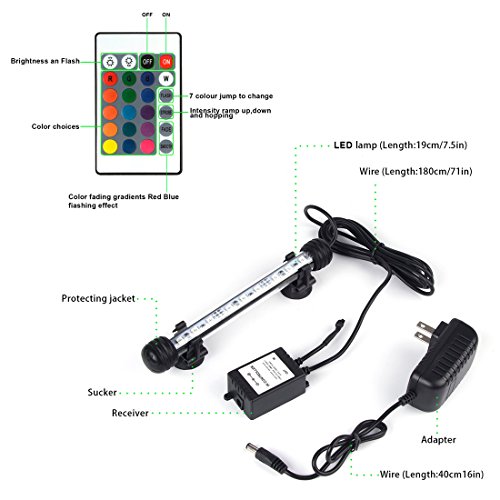 Led Aquarium Light, Remote Control Fish Tank Light, Rgb Colored Changing, Brightness Adjustable, Ip68 Waterproof, Underwater Submersible Led Light, Led Light Bar Stick For Fish Tank, 7.5 Inch #TOP3
