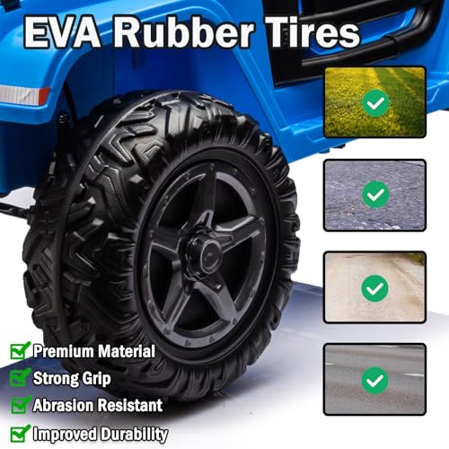 Image of NEWQIDA 24V Ride on Toys for Big Kids Battery Powered Electric Vehicles 2 Seater Electric Car with Remote Control 4x4 Ride on Truck Car for Kids Toddlers, EVA Tires, Spring Suspension, Music, Blue