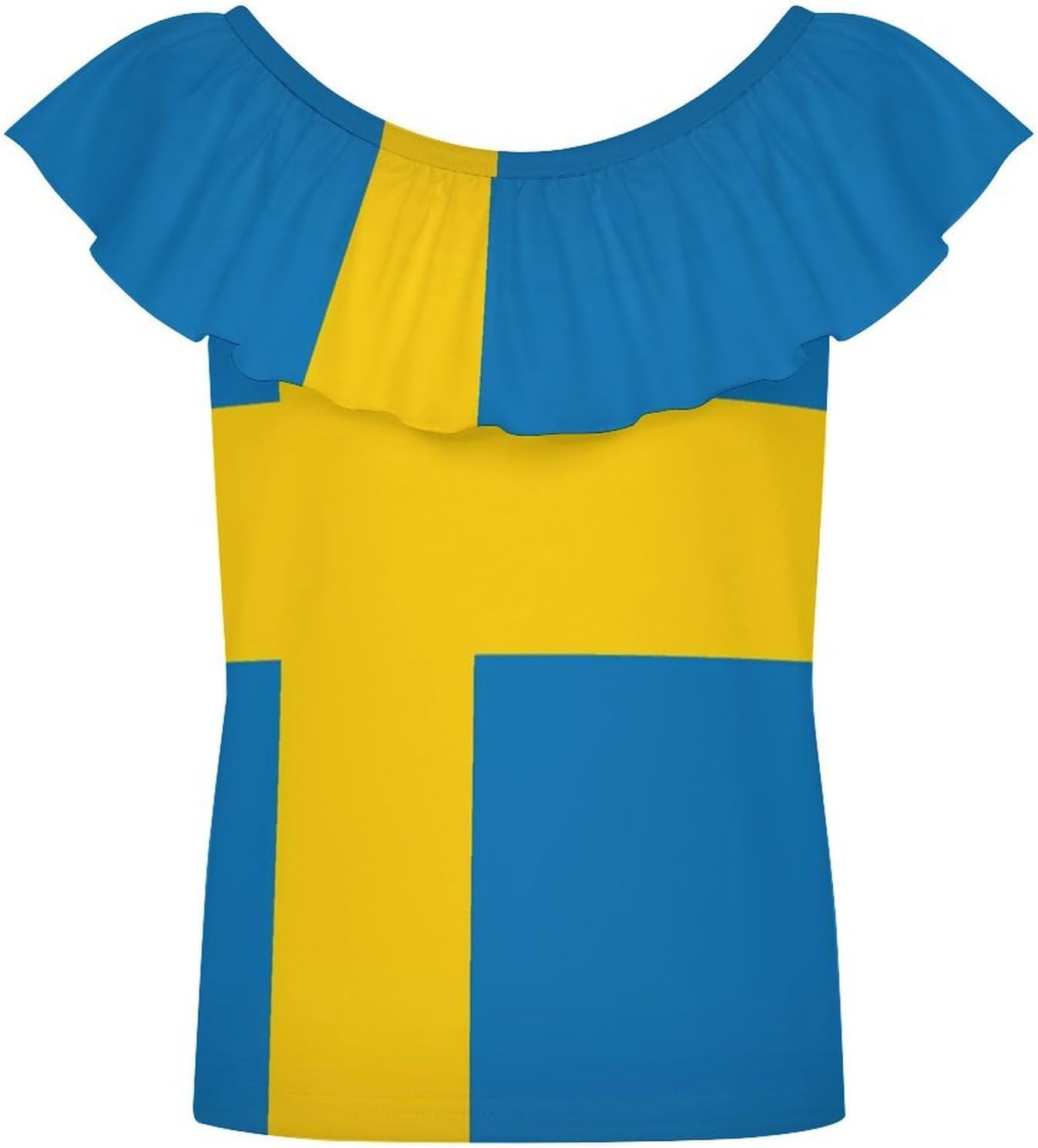 Sweden Flag Girls T-Shirts Top Ruffle Short Sleeve Blouse Casual Graphic Tees
