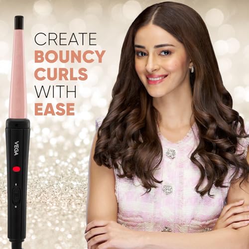 VEGA I-Curl Hair Curler For Women With Ceramic Coated 0.5 Inch-1 Inch Barrel, Quick Heatup Technology,LED Indicator, Fast Heat Up, Long-Lasting Curls, Suitable For All Hair Types, (Vhch-05), Black view 2