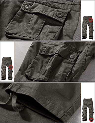 Image of Match Men's Wild Retro Multi-Pockets Utility Casual Cotton Cargo Trousers #3357
