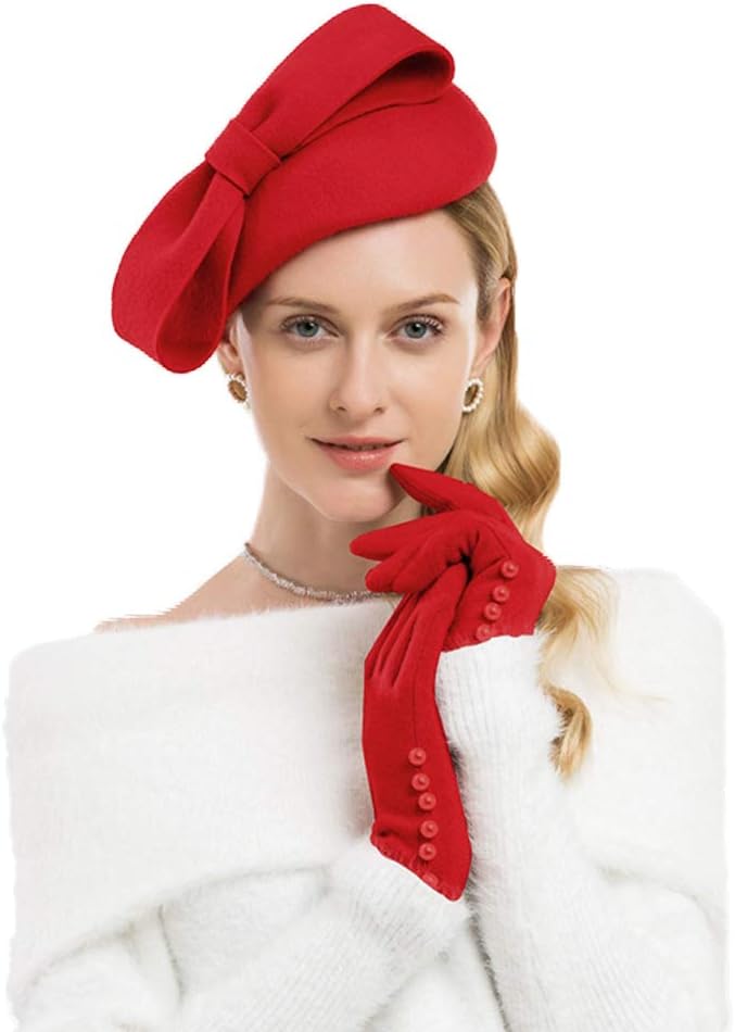 Wool Felt Fascinator Winter Women Pillbox Hat Bowknot Fedoras