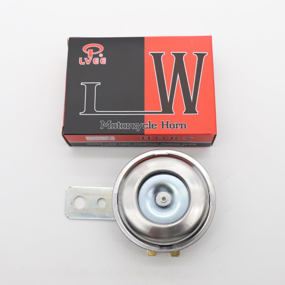 LVEE DL70 04 Trombe elettriche universali per moto Altoparlante rotondo impermeabile 12V 1.5A 105db piccolo corno argento