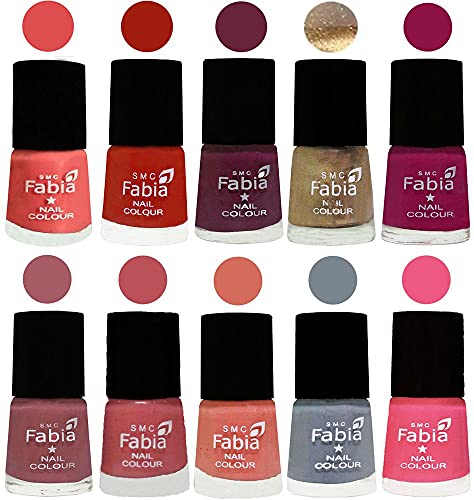 Image of ALL IN ONE (PACK OF 10), Long Lasting Glossy Nail Polish, 6 ml Each, All Vibrant Colours,01833