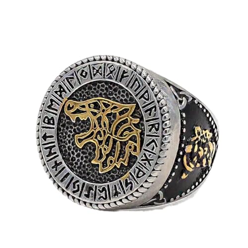 Bague Loup Viking Odin Rune homme avec pendentif collier totem païen mystique