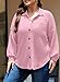 Eytino Plus Size Tops for Women Casual Long Sleeve Button Up Blouses Fashion Trendy Waffle Knit Shacket Jacket,1X Light Pink