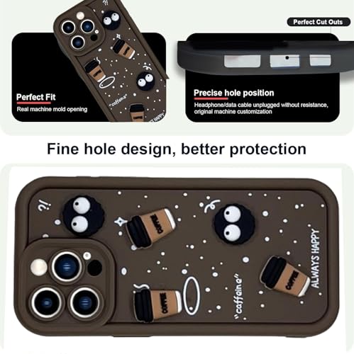 Image of GoldKart Back Case Cover Compatible for iPhone 12 Pro Max | Cute Fun Cartoon 3D Ball Coffee Silicone Case | Full Body Protection Back Cover for iPhone 12 Pro Max - Brown