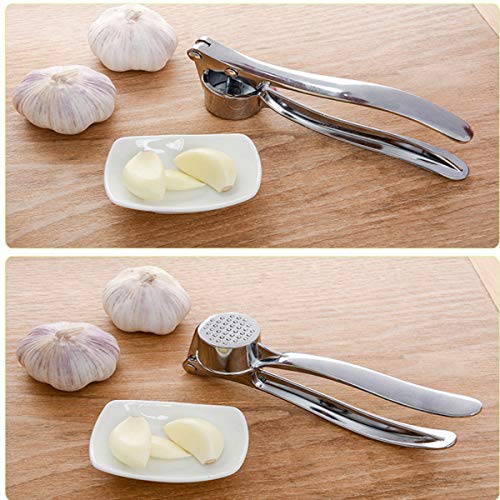 Romeeton Garlic Press Crusher Stainless Steel Squeezer Masher Mincer Kitchen Tool, Easy to Clean and Durable - Image 2