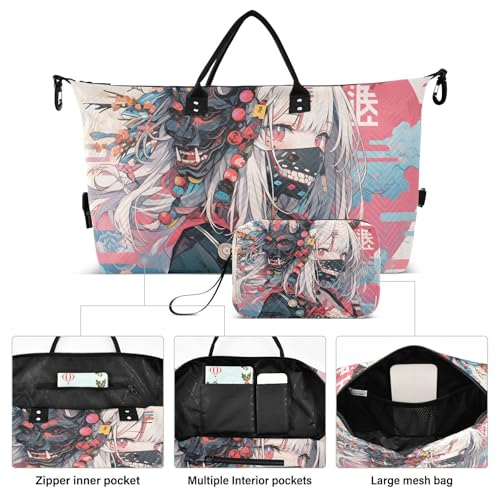 Woman Cool Samurai Duffel Bag for Travel Gym Sport, Weekender Travel Bags Carry on Overnight Bag2