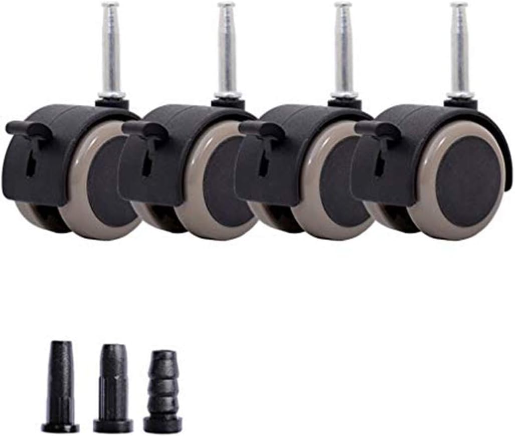 Rubber casters, swivel castersSet of 4 Child Crib Caster Rubber Swivel Cot Castors with Brakes,2" Furniture Wheel,Baby Crib Wheel Accessories,Capacity 265lb,Double Wheel,Silent,with Metal Plunger Stem