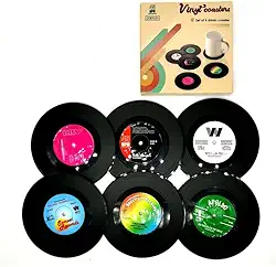 Porta-copos de vinil retrô engraçados com reprodutor, porta-copos de música para amantes de música, decoração de casa, presentes de aniversário de inauguração de casa - coloridos