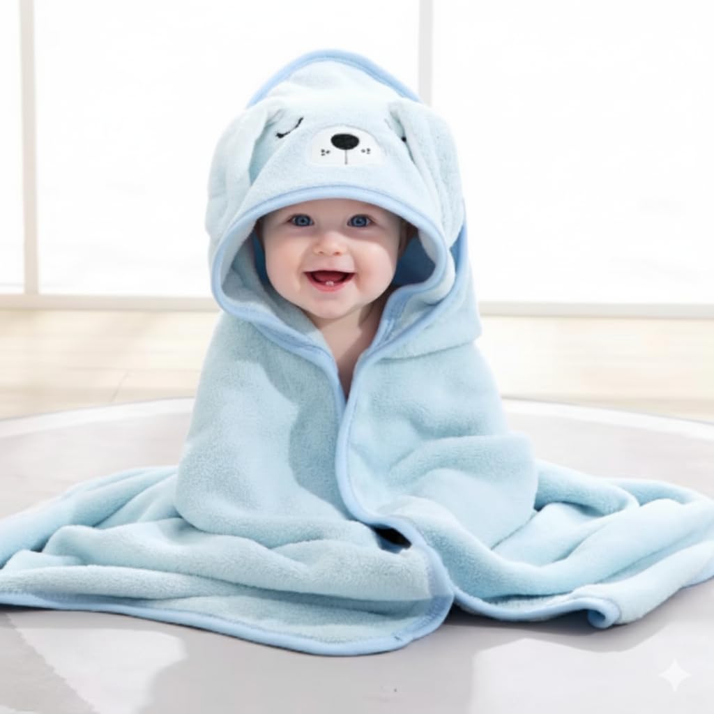 MINI MAVIN Minimavin Hooded Baby Towels Newborn - Premium Baby Towel/' Set for 0 to 2 Years, Ultra Soft and Absorbent, Ideal for Newborns and Infants, for Bath Time | 80cm X 80cm (Hooded Sky Blue)-image-11