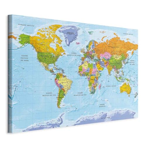 murando - Quadro Terra 120x80 cm 1 Pezzo - Stampa su Tela Canvas con Struttura - Quadri Moderni Soggiorno Grandi - Murale Arte Decorazioni da Parete Immagini Decori - Mappamondo Italiano k-A-0458-b-a