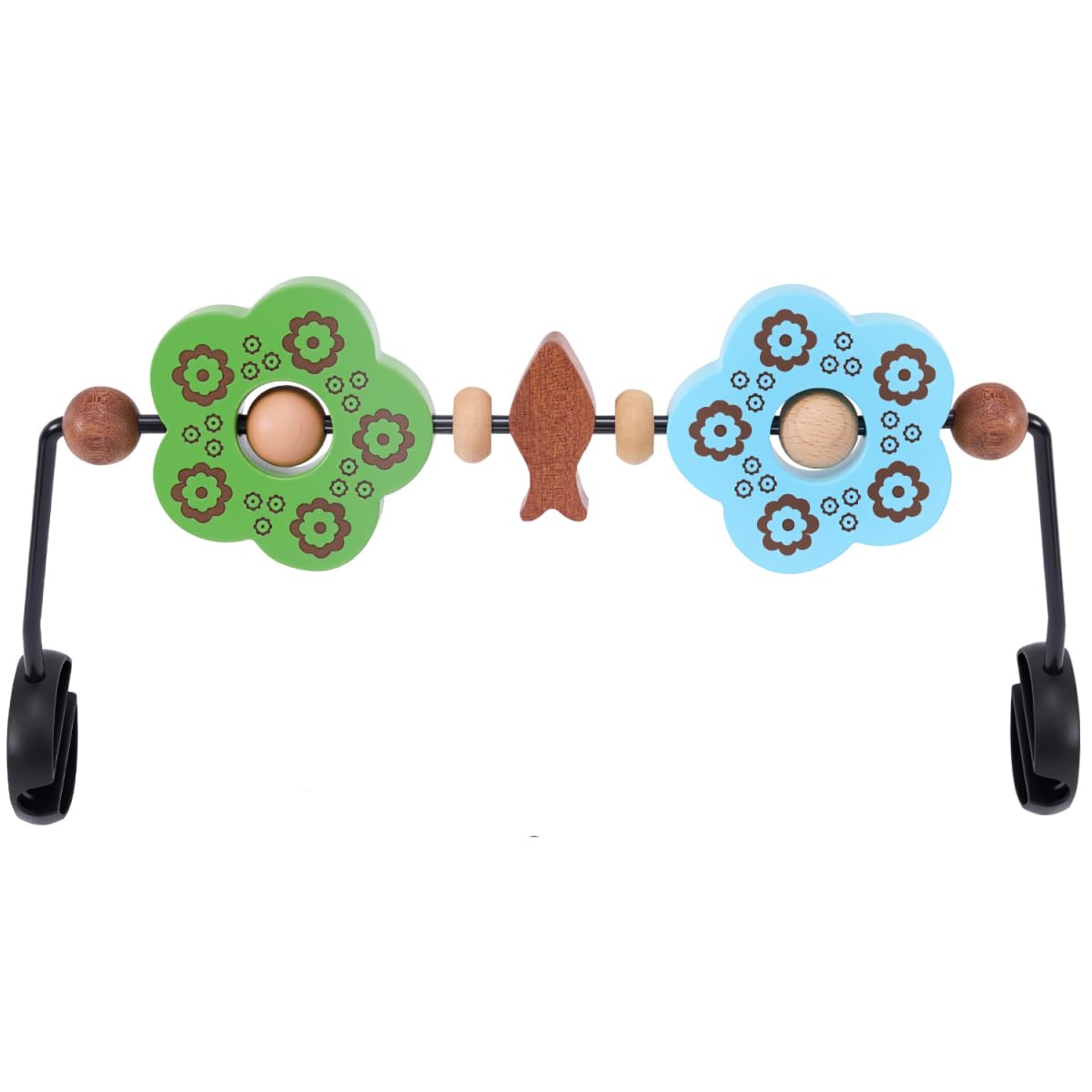 Toy Bar Compatible with Baby Bjorn Bouncer Toy Bar for Baby Bouncer, Durable Wooden Infants Bouncer Attachment, Rotatable Sensory Toys, Easy to Use Accessory (Blue Green)