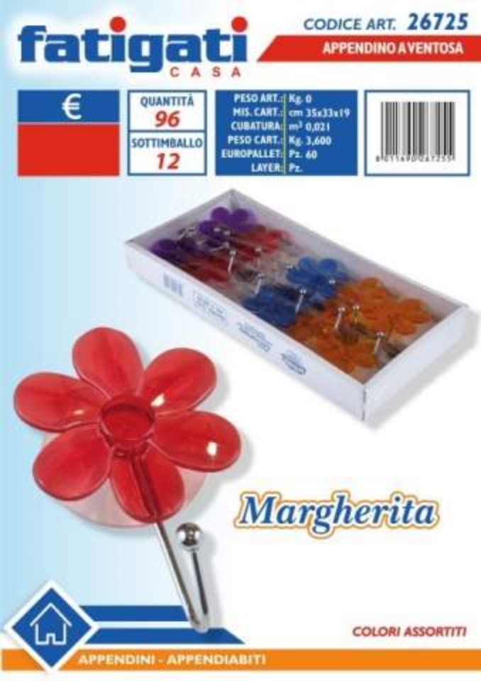Porte-Ventouse avec Marguerite 26725 Crochet Mural Amovible Contre le Rangement Fastidieux