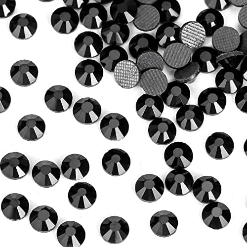 SS30 Black Hotfix Rhinestones Crystal Glass Bulk for Fabric Clothes Shirts Shoes Tumblers Decoration Gifts Flat Back Round(6.5MM 576Pcs)