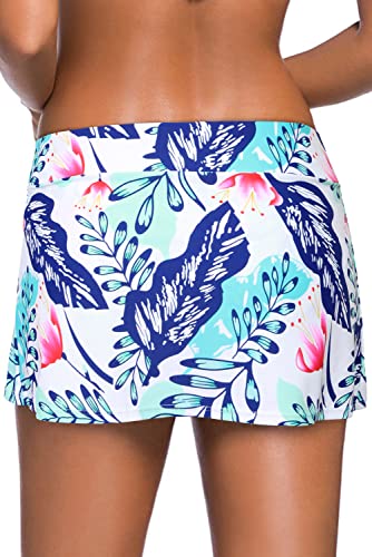 Image of REKITA Women Swim Skirt Solid Color Waistband Skort Bikini Bottom