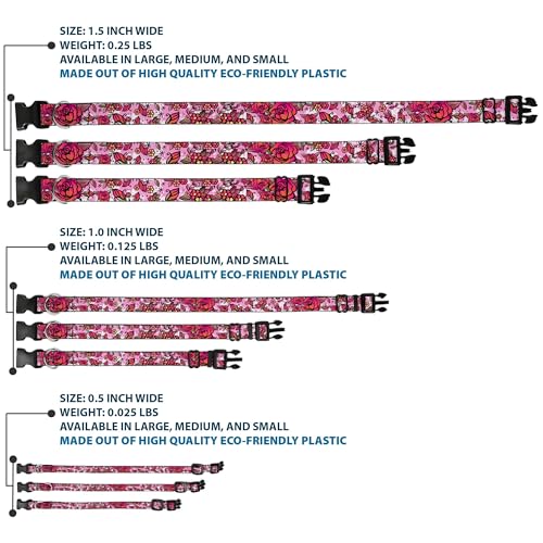 Collar Buckle Down pc-w30218-s de plastico blanco con flores para perros pequenos 4