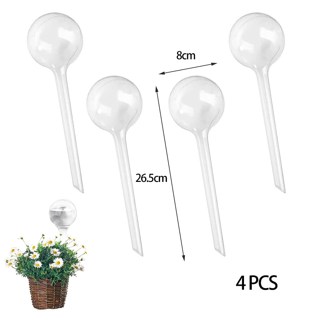 Lot de 4 Globe d'arrosage Automatique Boules d'Irrigation pour Plante Transparent Distributeur Eau Plantes pour l'Intérieur l'Extérieur