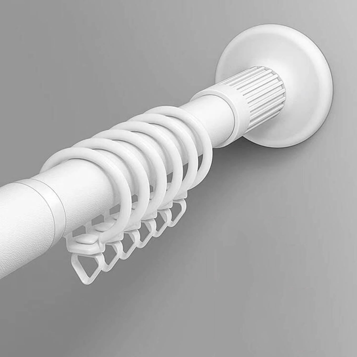 Barre de douche télescopique blanche en acier inoxydable sans perçage réglable de 70 à 260 cm
