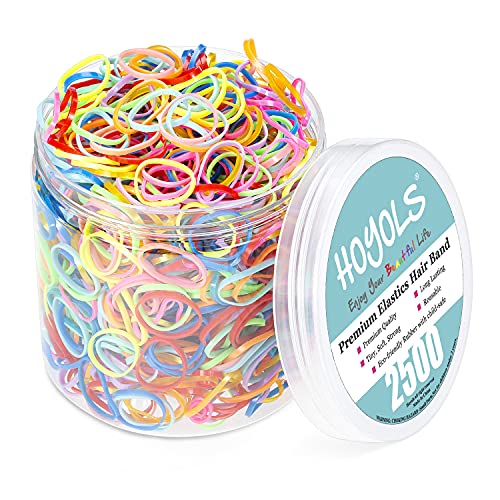 HOYOLS Mixed Color Elastic Hair Bands, 2500 Small Rubber