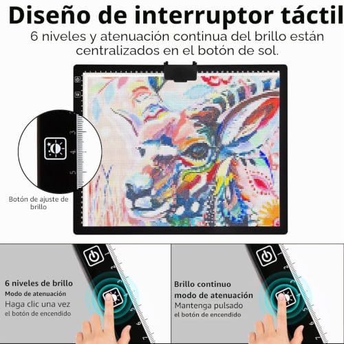 Miniatura 7 de Recargable A3 Mesa De Luz Para Calcar Con Bolsa,Mesa De Luz Dibujo Light Board Con 2500mah Batería,Atenuación De Seis Niveles, Adecuada Para Pintura De Diamantes 5d, Artesanía, Bocetos, Animacion