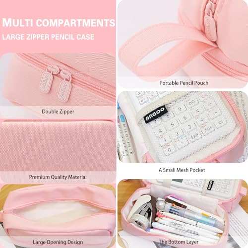 Image of MAMUNU Pencil Case Large Capacity, Pencil Case Aesthetic, Pencil Case Pen Pouch with Zipper Compartments Portable Handle, Pencil Pouch for School Office College Teen Girls Boys Adults Students