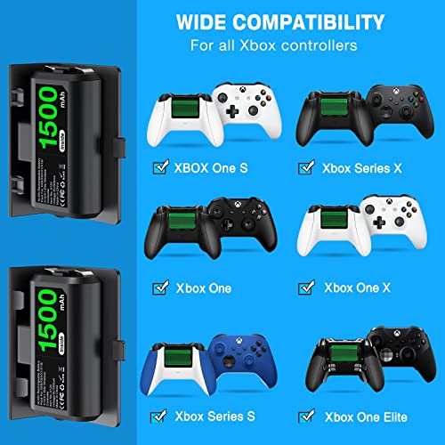 Fast Charging Rechargeable Battery Packs - 2x3600mWh(2x1500mAh) Xbox ...