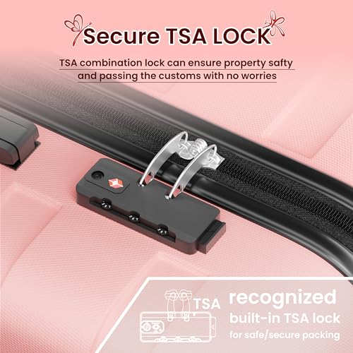 Image of AnyZip Luggage PC ABS Hardside Lightweight Suitcase with 4 Universal Wheels TSA Lock 20 24 28 Inch, Pink, 3 piece set (20 /24 /28), Fashion